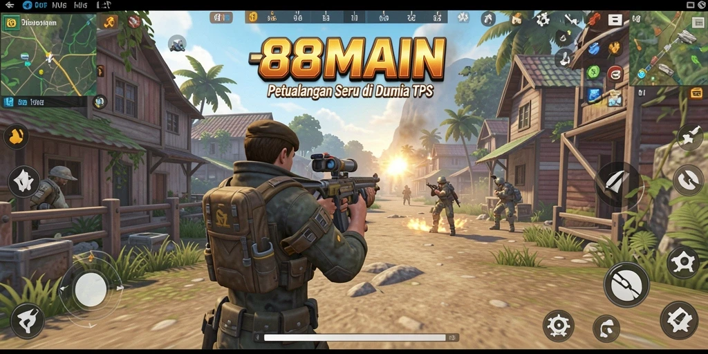 Screenshot dari gameplay seru 88MAIN dalam aksi TPS.