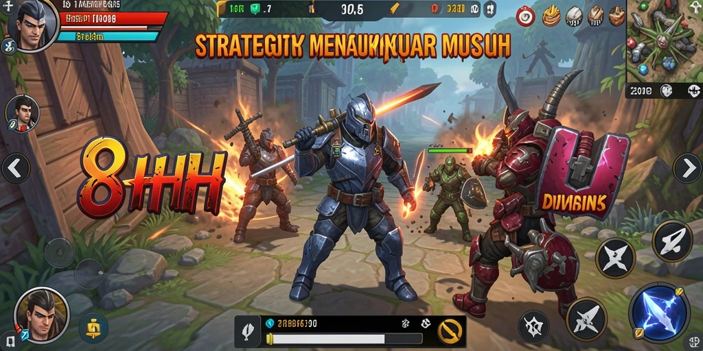 Screenshot gameplay menunjukkan pertempuran taktis yang seru.