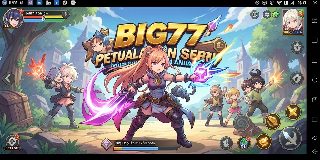 Tampilan permainan <strong>BIG77</strong> yang mendebarkan dengan karakter anime yang ikonik.