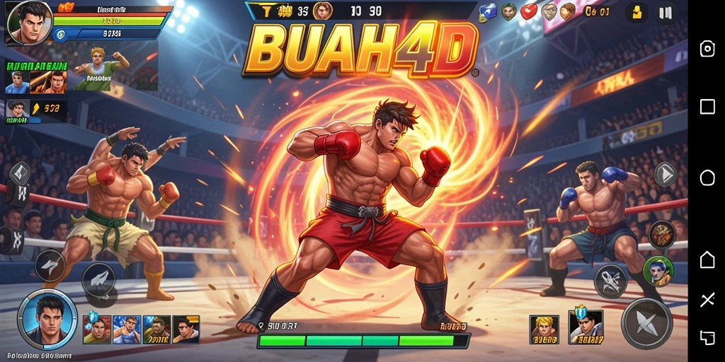 Tampilan gameplay BUAH4D yang mendebarkan dalam pertarungan Fighting.