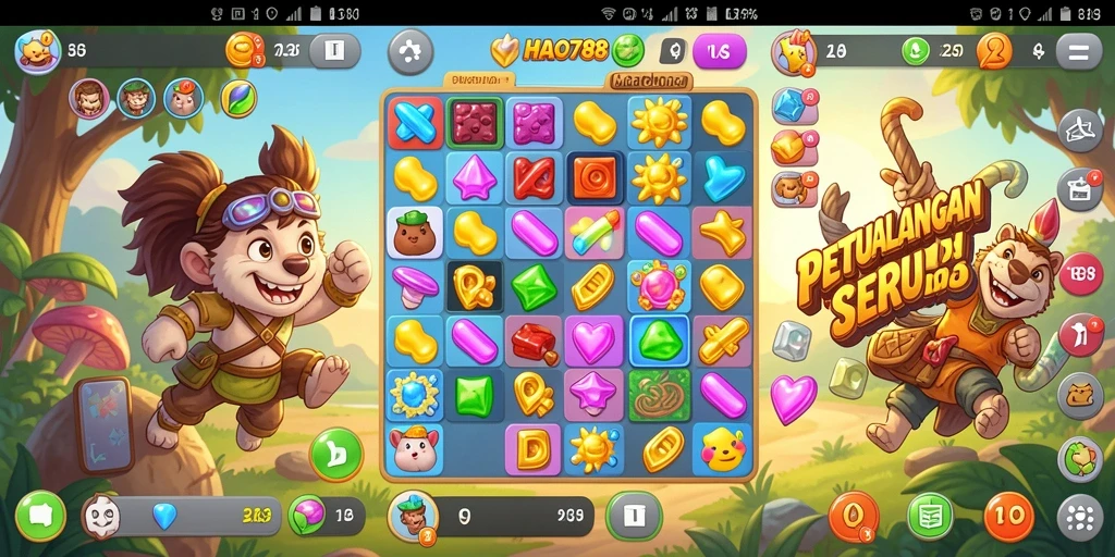 Tampilan menarik dari gameplay HAO788 Match-3 yang seru.