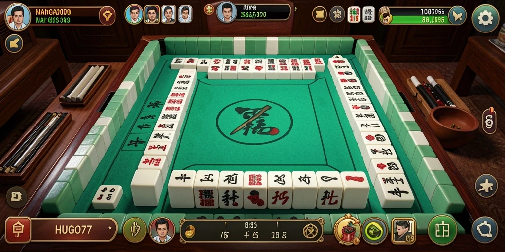 Screenshot HUGO77 menampilkan gameplay Mahjong yang seru.
