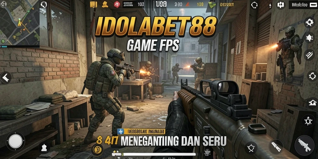 Tangkapan layar utama IDOLABET88 menunjukkan aksi gameplay FPS yang mendebarkan.