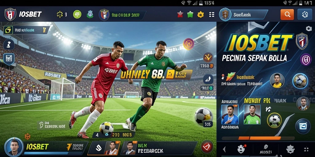 Tampilan utama aplikasi IOSBET menampilkan informasi pertandingan sepak bola terbaru.