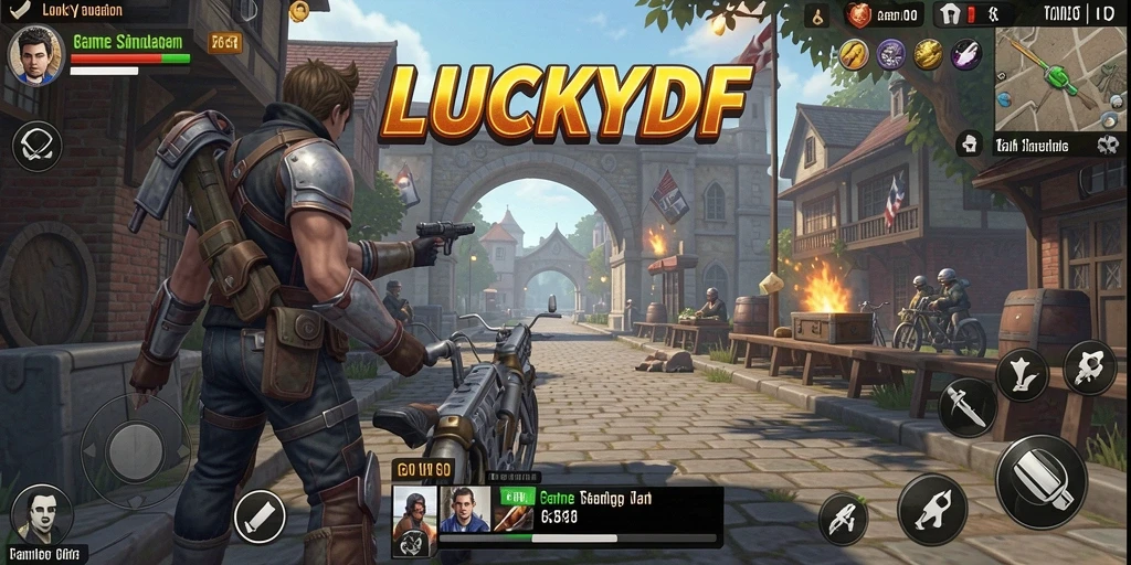 Screenshot menunjukkan gameplay menarik dari LUCKYDF dengan interaksi karakter.