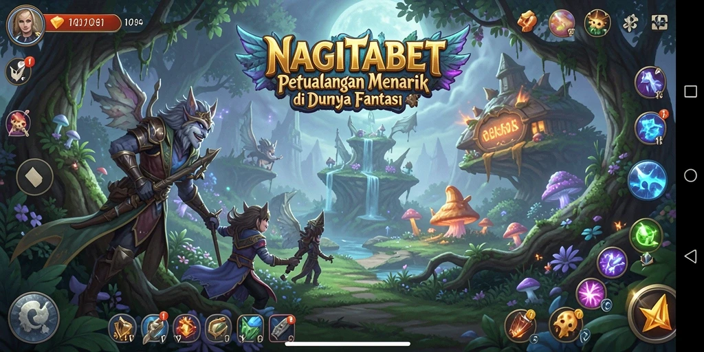 Tampilan gameplay NAGITABET dengan petualangan seru dan karakter beragam.