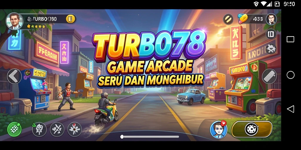 Screenshot utama TURBO78 menampilkan aksi mendebarkan dalam gameplay Arcade.