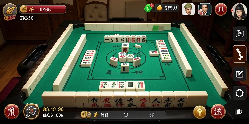 Tampilan permainan ZK6 yang menarik dan penuh warna dengan suasana Mahjong.